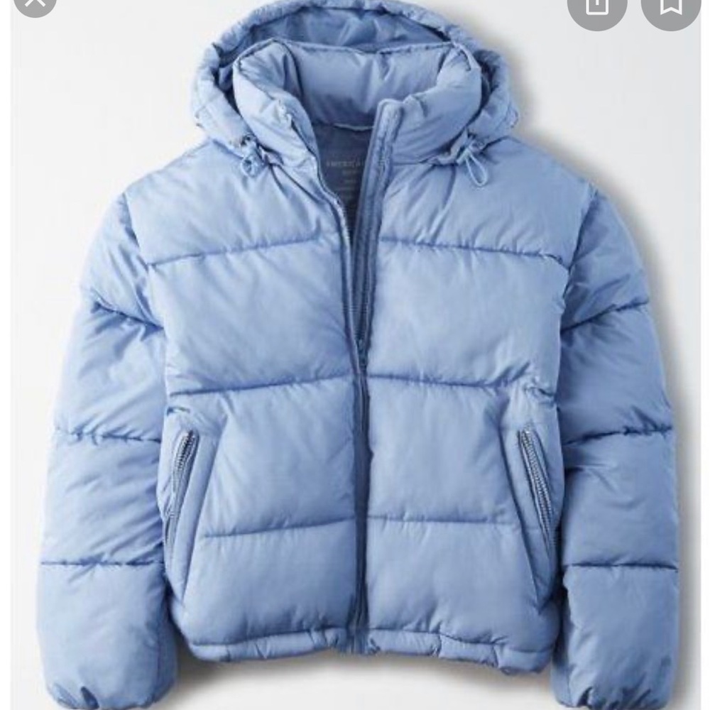 Aerie Oversized Boxy Light Blue Puffer Jacket